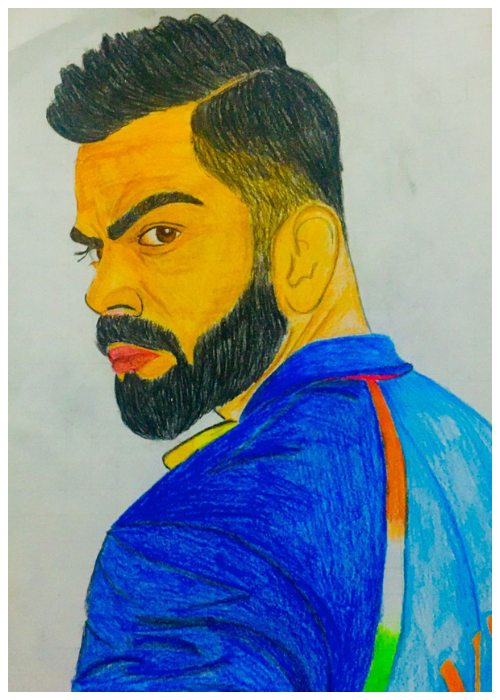 Virat Kohli Indian cricketer pencil portrait by Sandeep Rajput