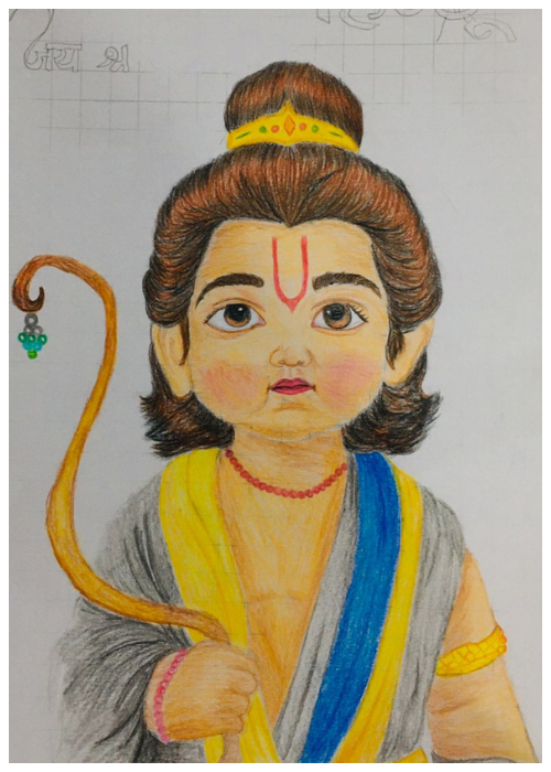 Little Ram pencil art devotional drawing by Sandeep Rajput