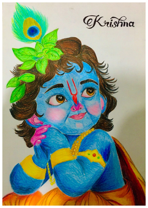 Little Krishna pencil drawing by Sandeep Rajput from Rithala Village